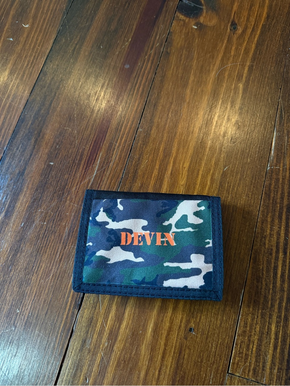 Personalized “Devin” Camo Trifold Wallet